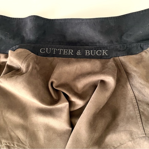 Cutter and Buck Men’s Classic Roosevelt Brown Faux Suede Zipper Jacket Collar LG - Picture 10 of 16